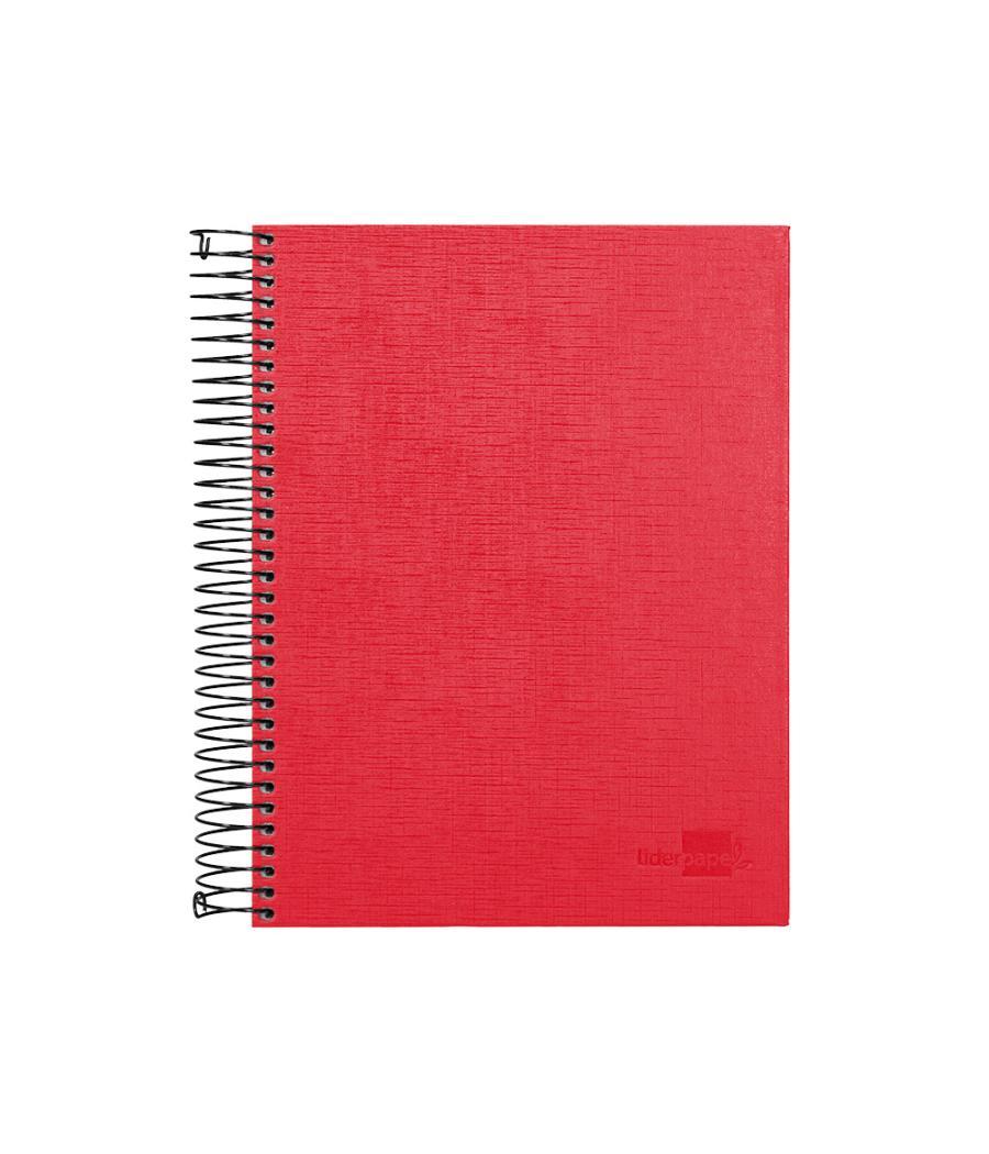 Cuaderno espiral liderpapel a5 micro papercoat tapa forrada 140h 75 gr cuadro5mm 5 bandas 6 taladros rojo