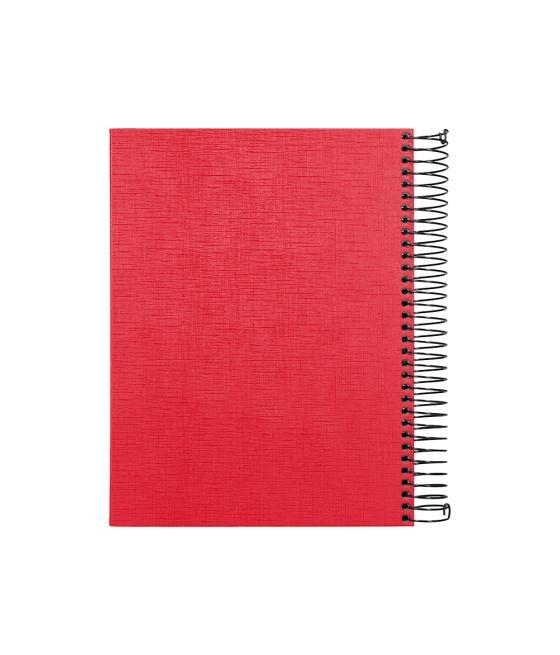 Cuaderno espiral liderpapel a5 micro papercoat tapa forrada 140h 75 gr cuadro5mm 5 bandas 6 taladros rojo