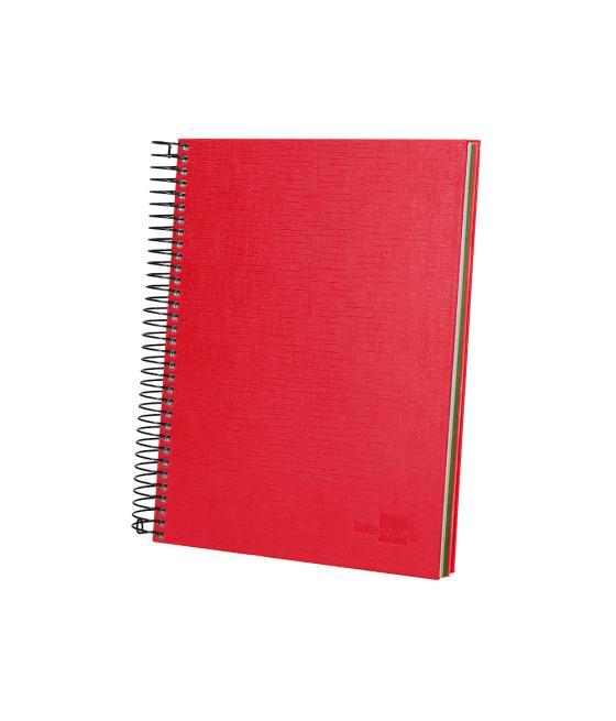 Cuaderno espiral liderpapel a5 micro papercoat tapa forrada 140h 75 gr cuadro5mm 5 bandas 6 taladros rojo