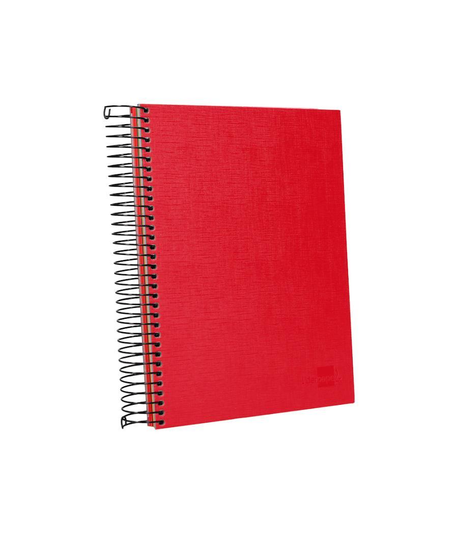 Cuaderno espiral liderpapel a5 micro papercoat tapa forrada 140h 75 gr cuadro5mm 5 bandas 6 taladros rojo