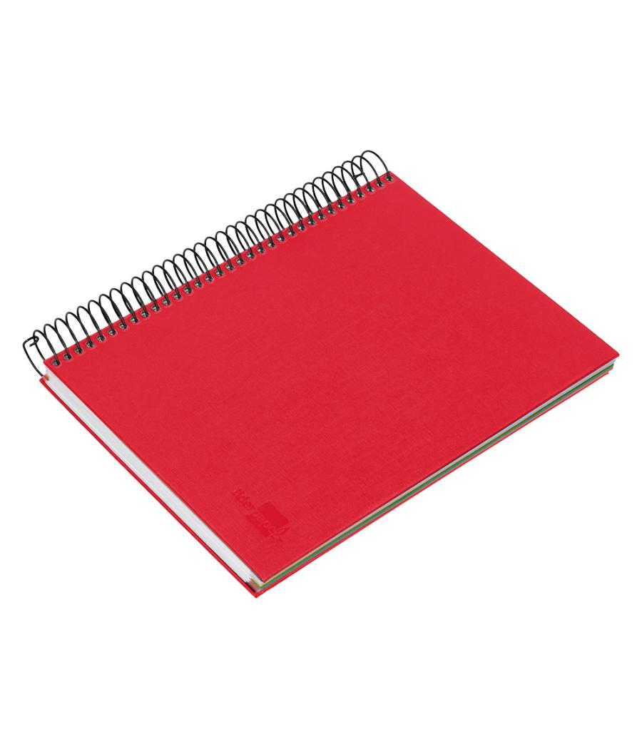 Cuaderno espiral liderpapel a5 micro papercoat tapa forrada 140h 75 gr cuadro5mm 5 bandas 6 taladros rojo