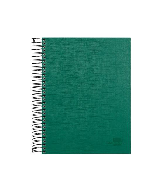 Cuaderno espiral liderpapel a5 micro papercoat tapa forrada 140h 75 gr cuadro5mm 5 bandas 6 taladros verde