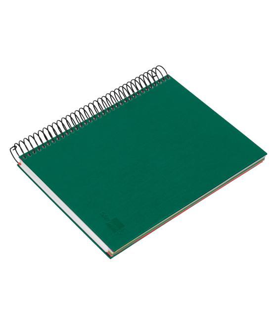 Cuaderno espiral liderpapel a5 micro papercoat tapa forrada 140h 75 gr cuadro5mm 5 bandas 6 taladros verde