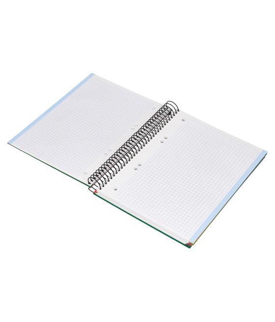 Cuaderno espiral liderpapel a5 micro papercoat tapa forrada 140h 75 gr cuadro5mm 5 bandas 6 taladros verde