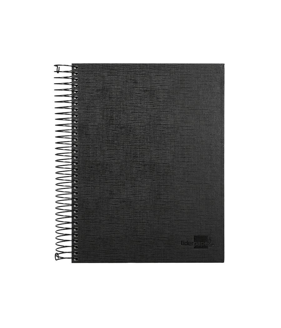 Cuaderno espiral liderpapel a5 micro papercoat tapa forrada 140h 75 gr cuadro5mm 5 bandas 6 taladros negro