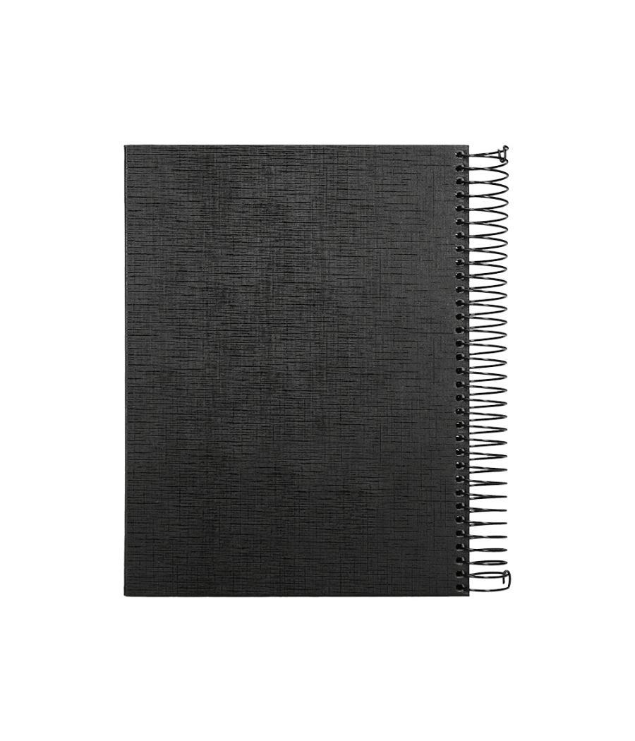 Cuaderno espiral liderpapel a5 micro papercoat tapa forrada 140h 75 gr cuadro5mm 5 bandas 6 taladros negro