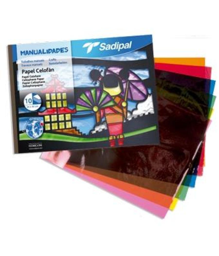 Sadipal bloc de papel celofán 32x24cm para manualidades 10h c/surtidos