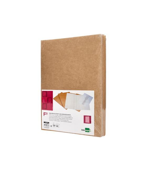 Subcarpeta liderpapel folio kraft interior blanco 240g/m2