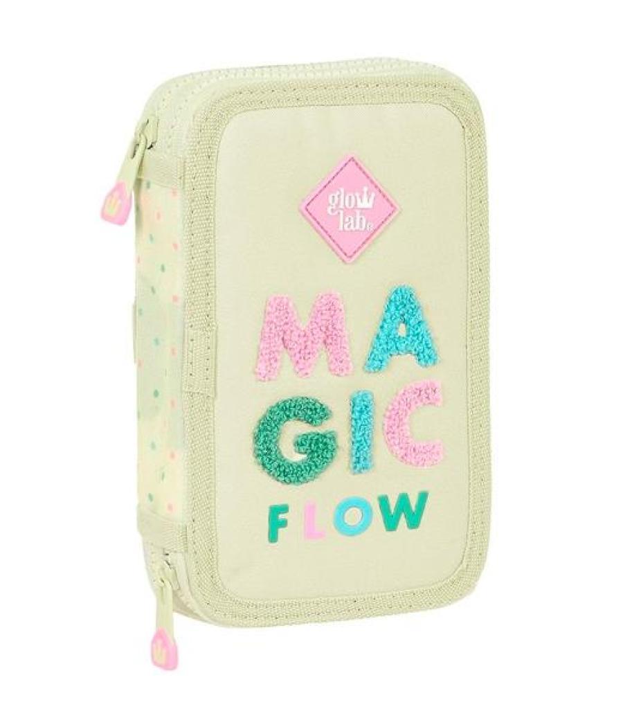 Safta plumier doble pequeño 28 piezas glowlab "magic flow"