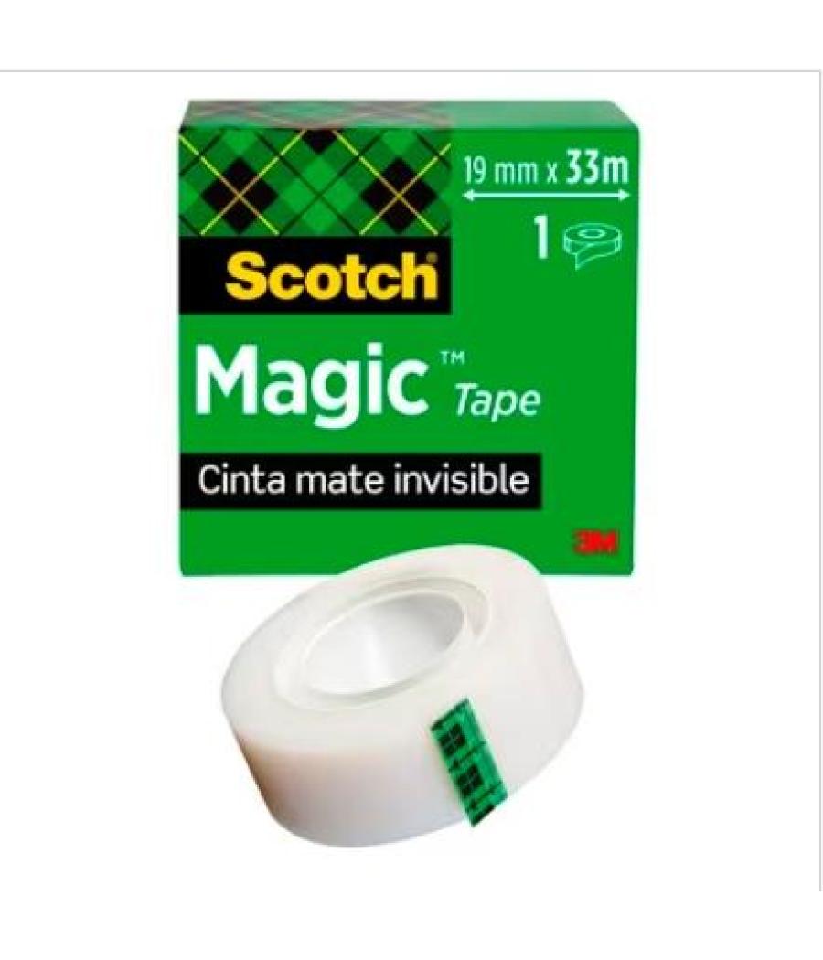 Scotch magic cinta adhesiva invisible 508 rollo 19mm x 33mm caja individual
