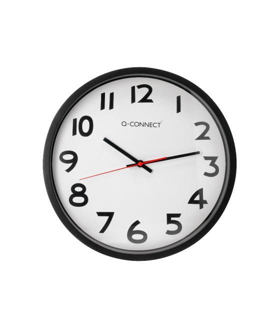 Reloj q-connect de pared plástico oficina redondo 34 cm marco negro