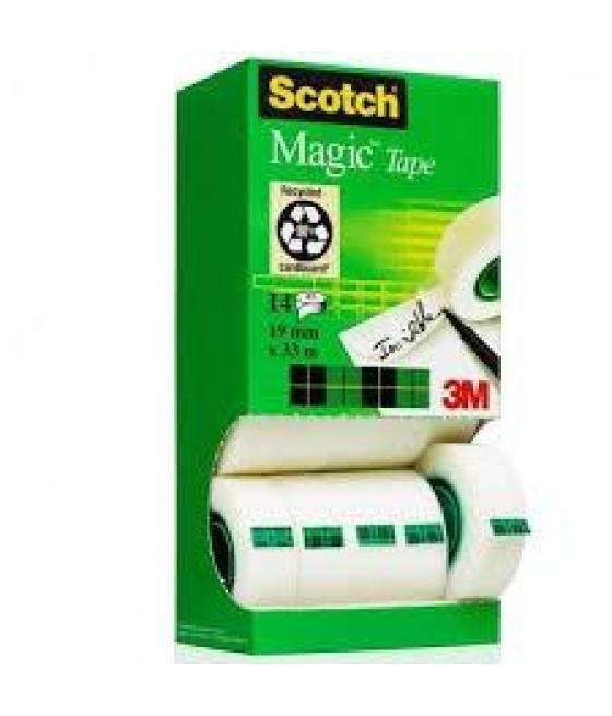 Scotch cinta adhesiva invisible magic rollo 19mm x 33m caja 14u
