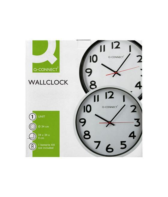 Reloj q-connect de pared plástico oficina redondo 34 cm marco negro