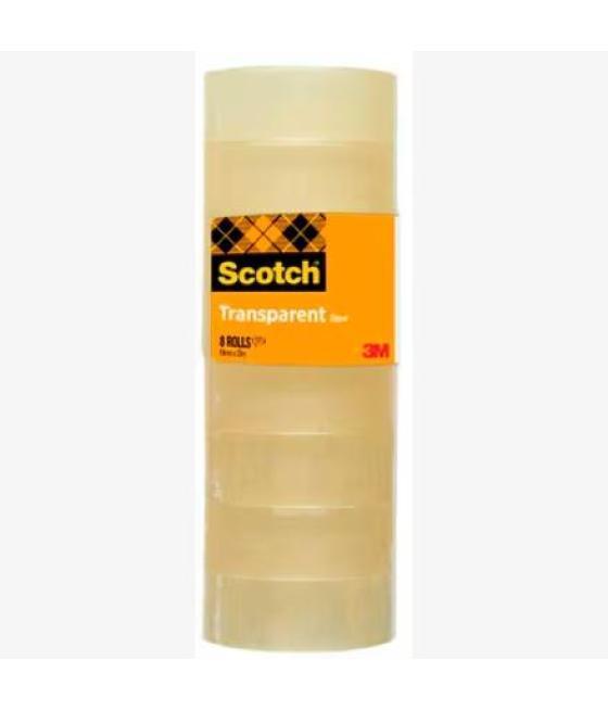 Scotch cinta transparente 508 19x33m -pack 8 rollos-