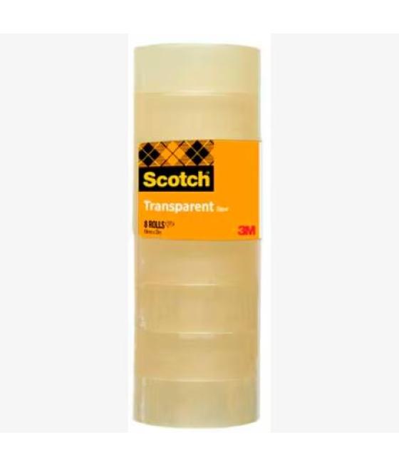 Scotch cinta transparente 508 19x33m -pack 8 rollos-