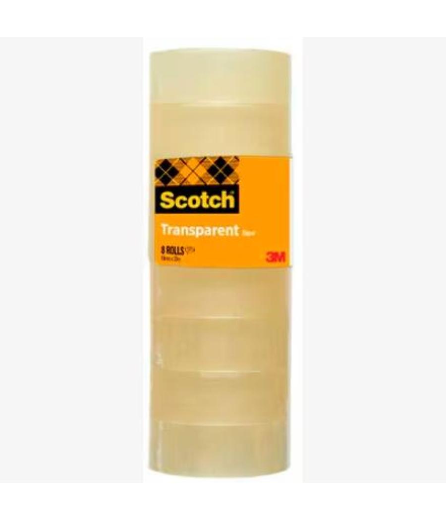 Scotch cinta transparente 508 19x33m -pack 8 rollos-