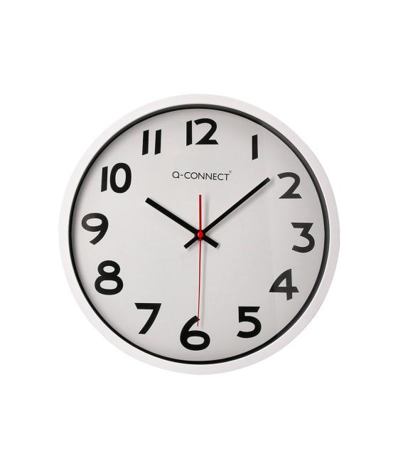 Reloj q-connect de pared plástico oficina redondo 34 cm marco blanco