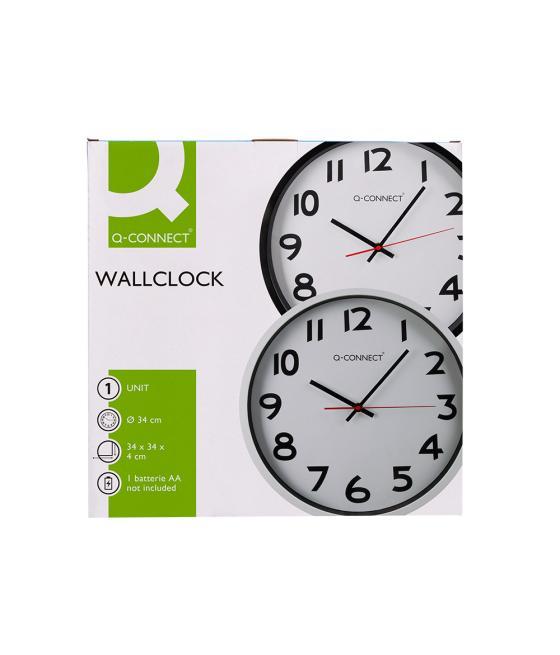 Reloj q-connect de pared plástico oficina redondo 34 cm marco blanco