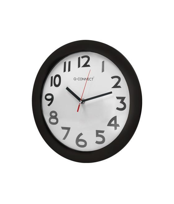 Reloj q-connect de pared plástico oficina redondo 30 cm marco negro