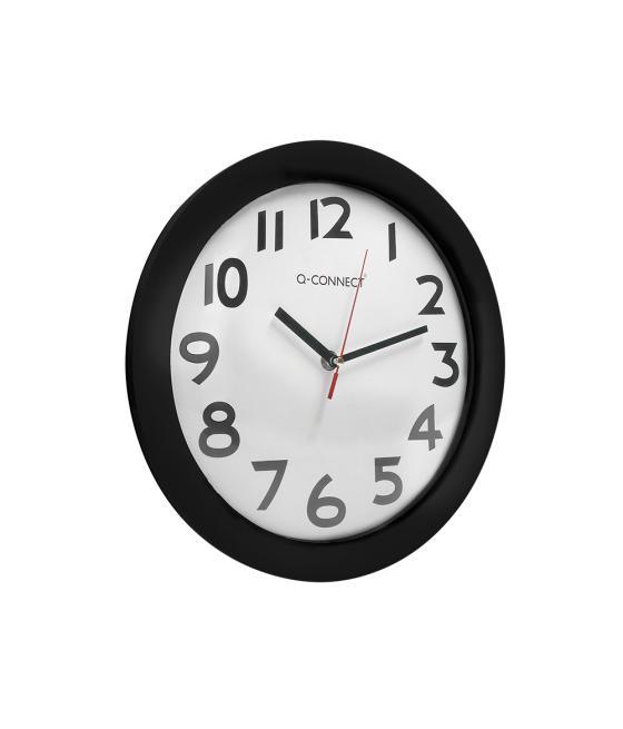 Reloj q-connect de pared plástico oficina redondo 30 cm marco negro