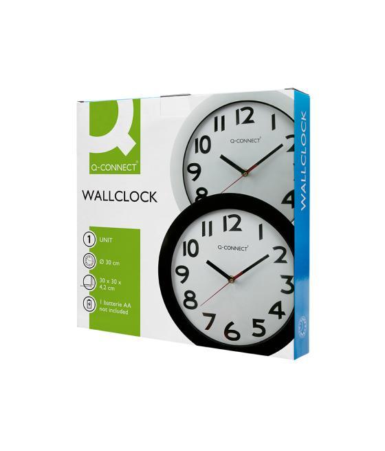 Reloj q-connect de pared plástico oficina redondo 30 cm marco negro