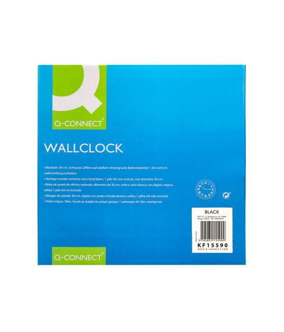 Reloj q-connect de pared plástico oficina redondo 30 cm marco negro