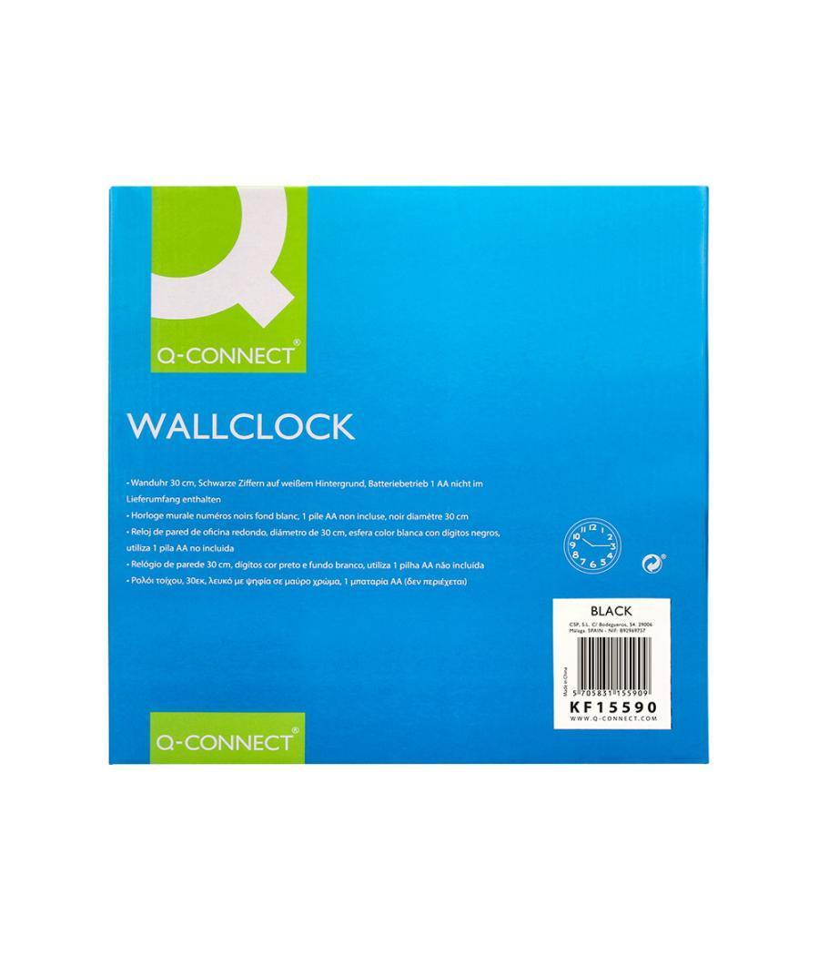 Reloj q-connect de pared plástico oficina redondo 30 cm marco negro