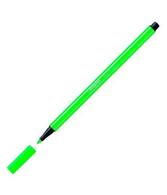 Stabilo rotulador pen 68 verde fluorescente caja 10 ud