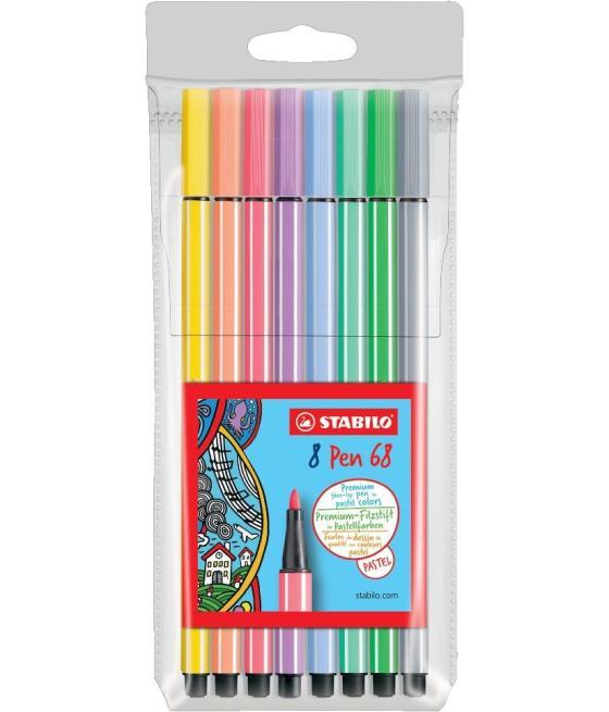 Stabilo rotulador pen 68 estuche de 8 c/surtidos pastel