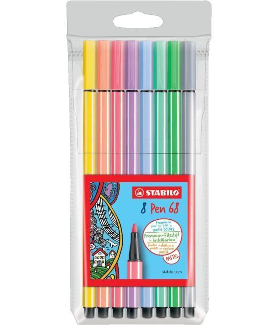Stabilo rotuladores pen 68 c/surtidos pastel estuche 8 ud