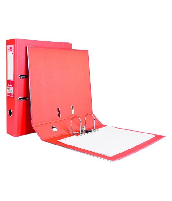 Archivador de palanca liderpapel folio documenta forrado pvc con rado lomo 75mm rojo compresor metélico