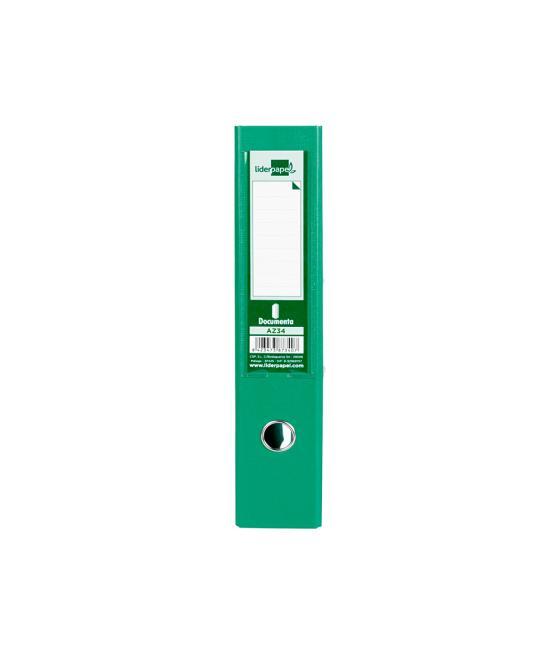 Archivador de palanca liderpapel folio documenta forrado pvc con rado lomo 75mm verde compresor metélico