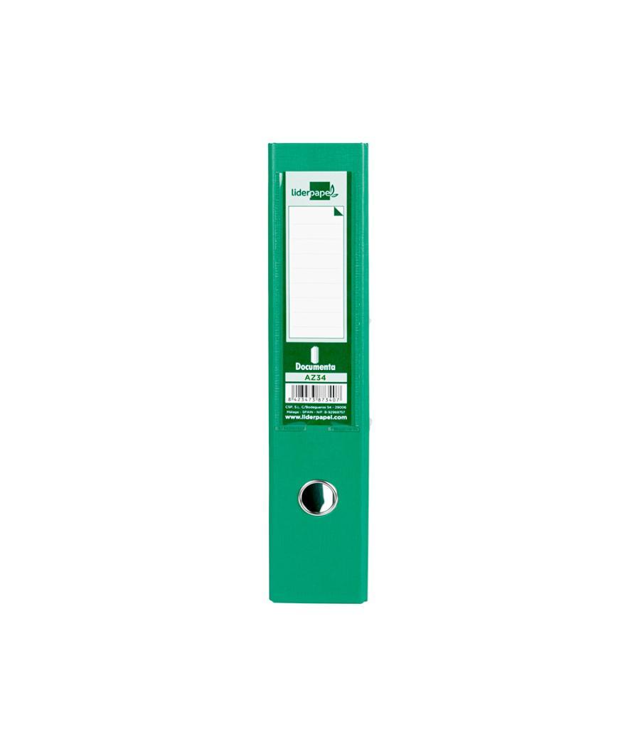 Archivador de palanca liderpapel folio documenta forrado pvc con rado lomo 75mm verde compresor metélico