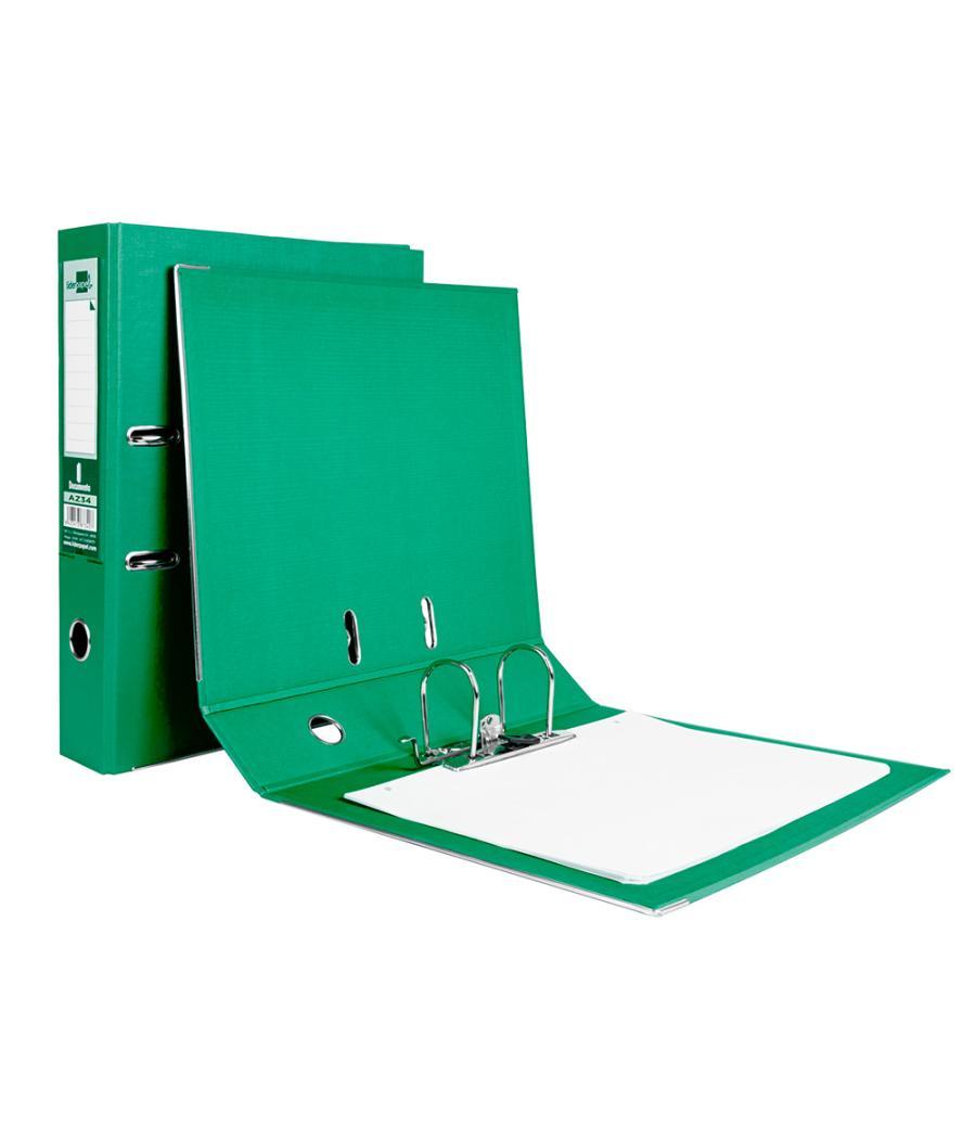 Archivador de palanca liderpapel folio documenta forrado pvc con rado lomo 75mm verde compresor metélico