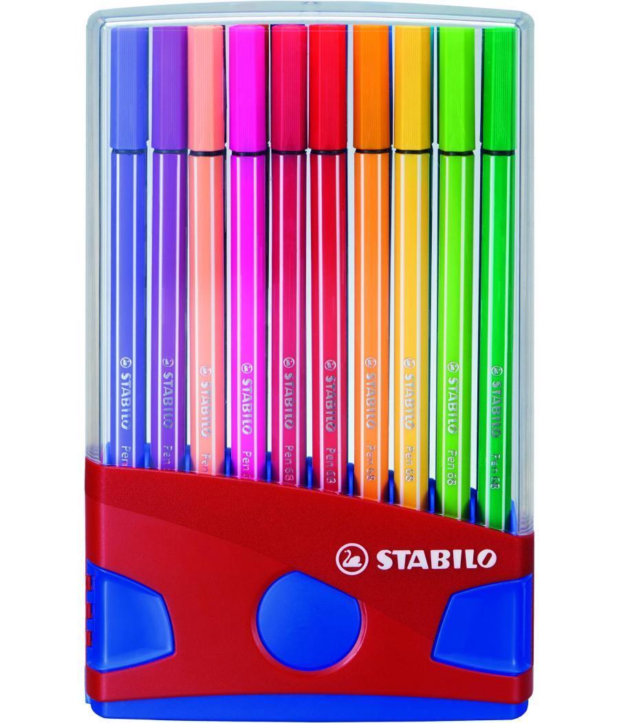 Stabilo rotulador pen 68 estuche de 20 c/surtidos parade rojo