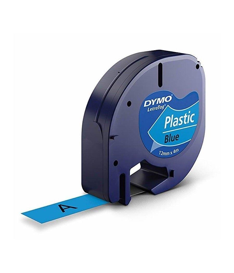 Cinta rotuladora adhesiva de plástico dymo 91205/ para letratag/ 12mm x 4m/ negra-azul - Imagen 1