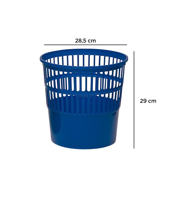 Papelera plástico q-connect 15 litros rejilla color azul 285x290 mm