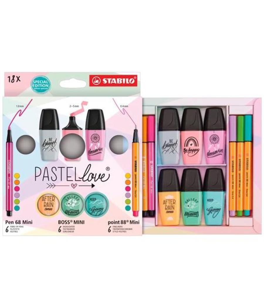 Stabilo set escritura mini world pastellove estuche 18 ud c/surtidos