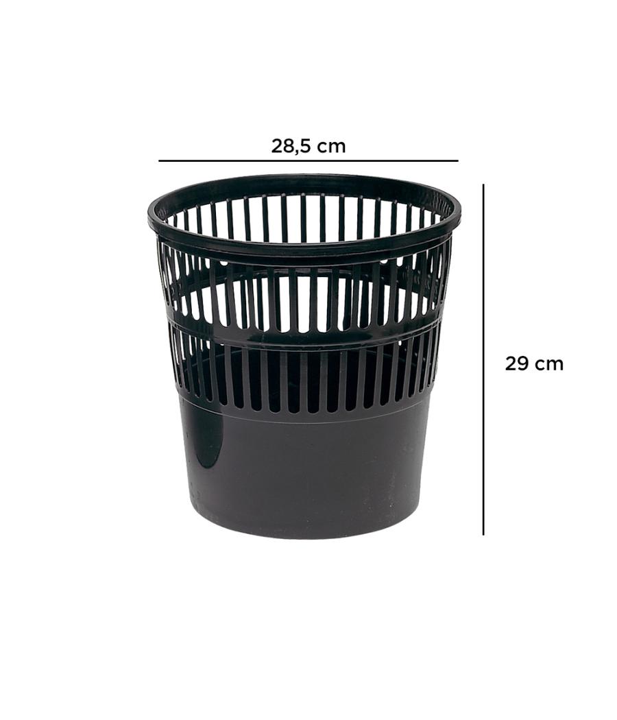 Papelera plástico q-connect 15 litros rejilla color negro 285x290 mm