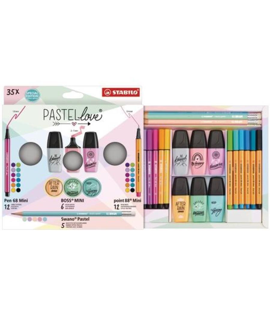 Stabilo set escritura mini world pastellove estuche 35 ud c/surtidos