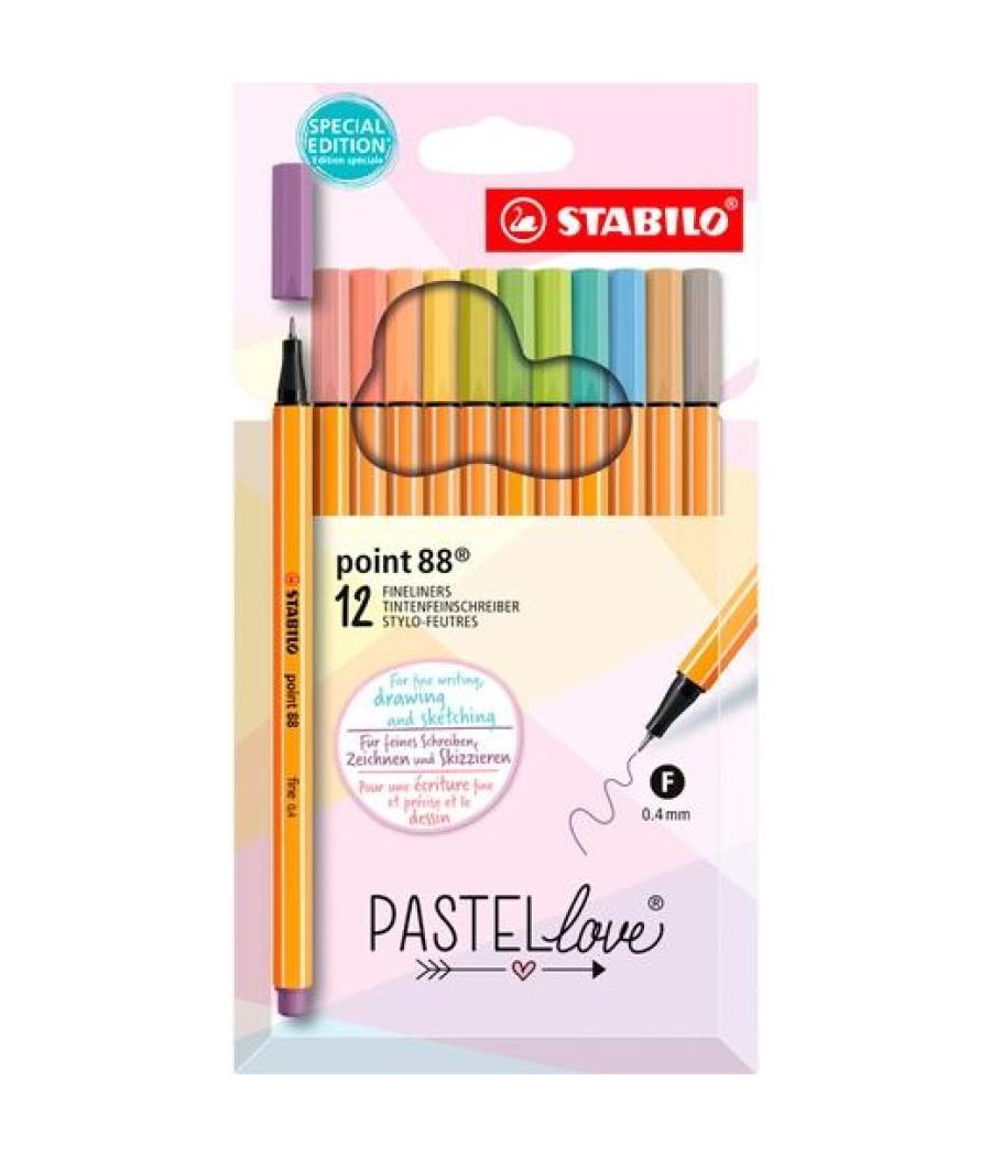 Stabilo rotuladores point 88 pastellove 0,4mm estuche 12 c/surtidos pastel