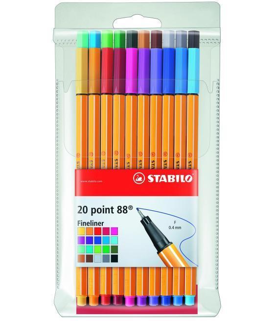 Stabilo rotuladores point 88 colores surtidos estuche 20 ud