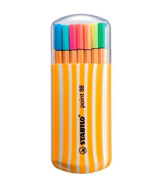 Stabilo rotuladores point 88 c/surtidos neón estuche zebrui 20 ud