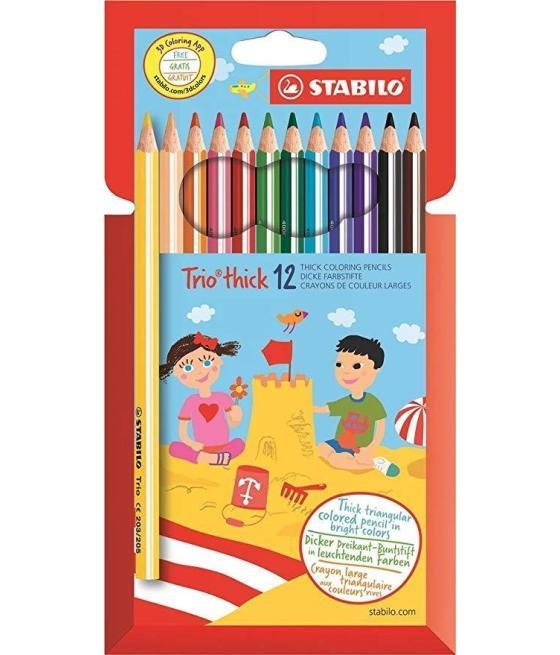 Stabilo lápices de colores trio thick c/surtidos estuche 12 ud
