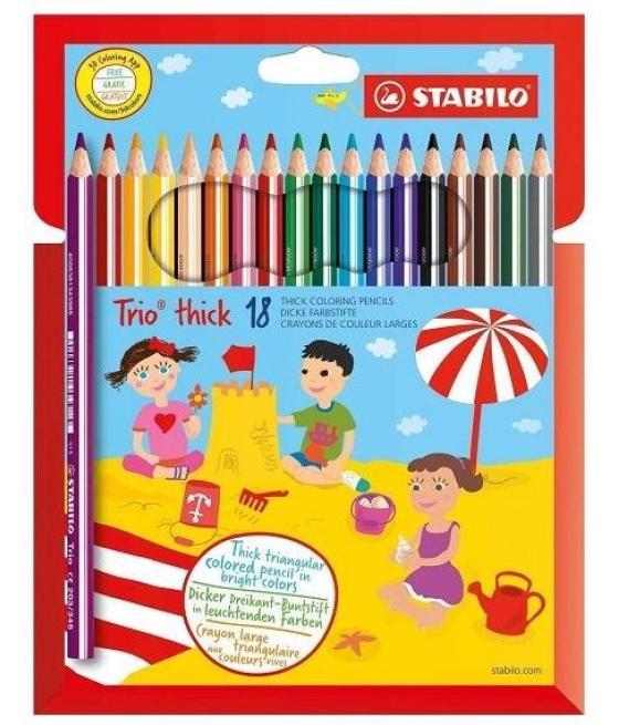 Stabilo lápices de colores trio thick estuche de 18 surtidos