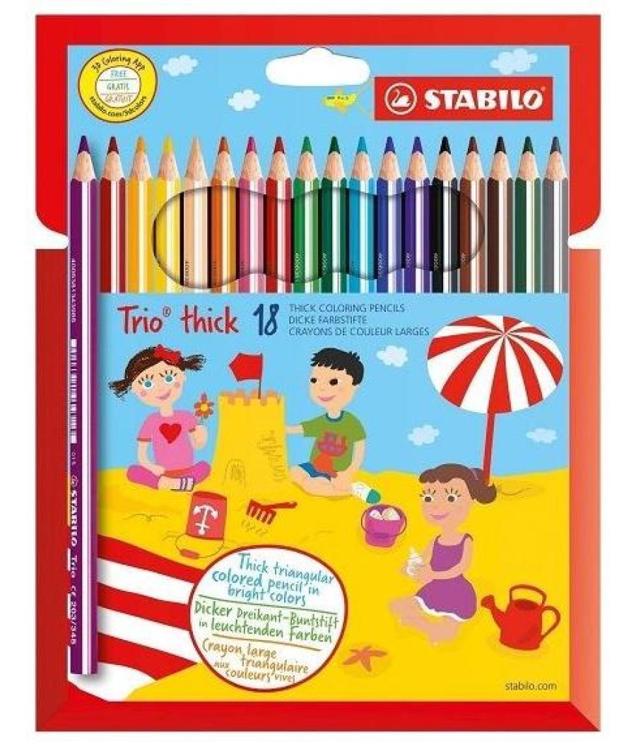 Stabilo lápices de colores trio thick estuche de 18 surtidos