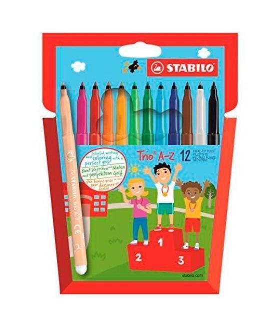Stabilo rotuladores trio az c/surtidos estuche 12 ud