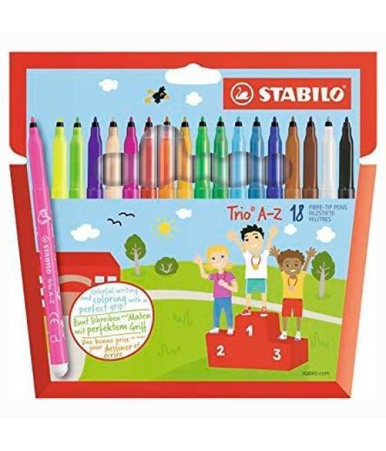 Stabilo rotuladores trio az c/surtidos estuche 18 ud