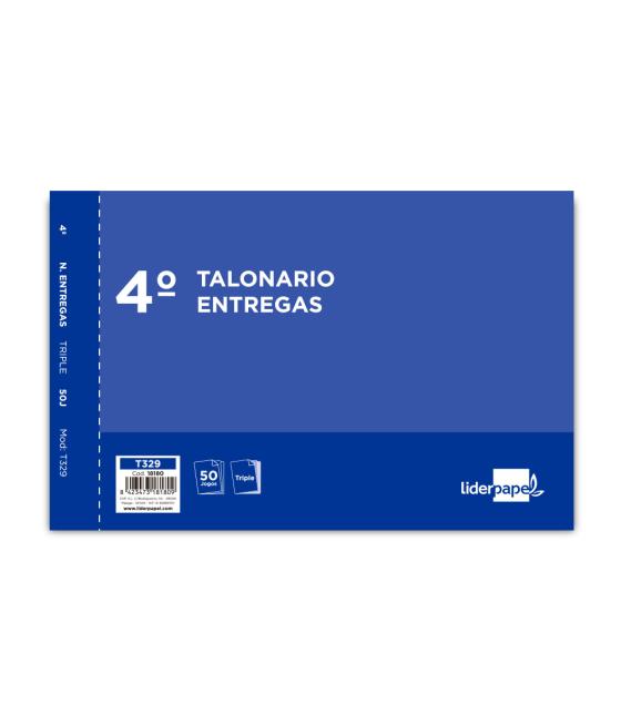 Talonario liderpapel entregas cuarto original y 2 copias t329 apaisado