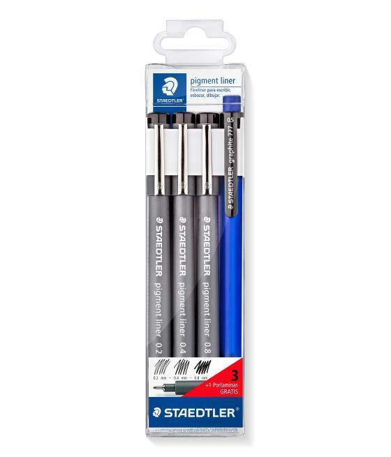 Staedtler rotulador calibrado pigment liner 3u & 1x graphite